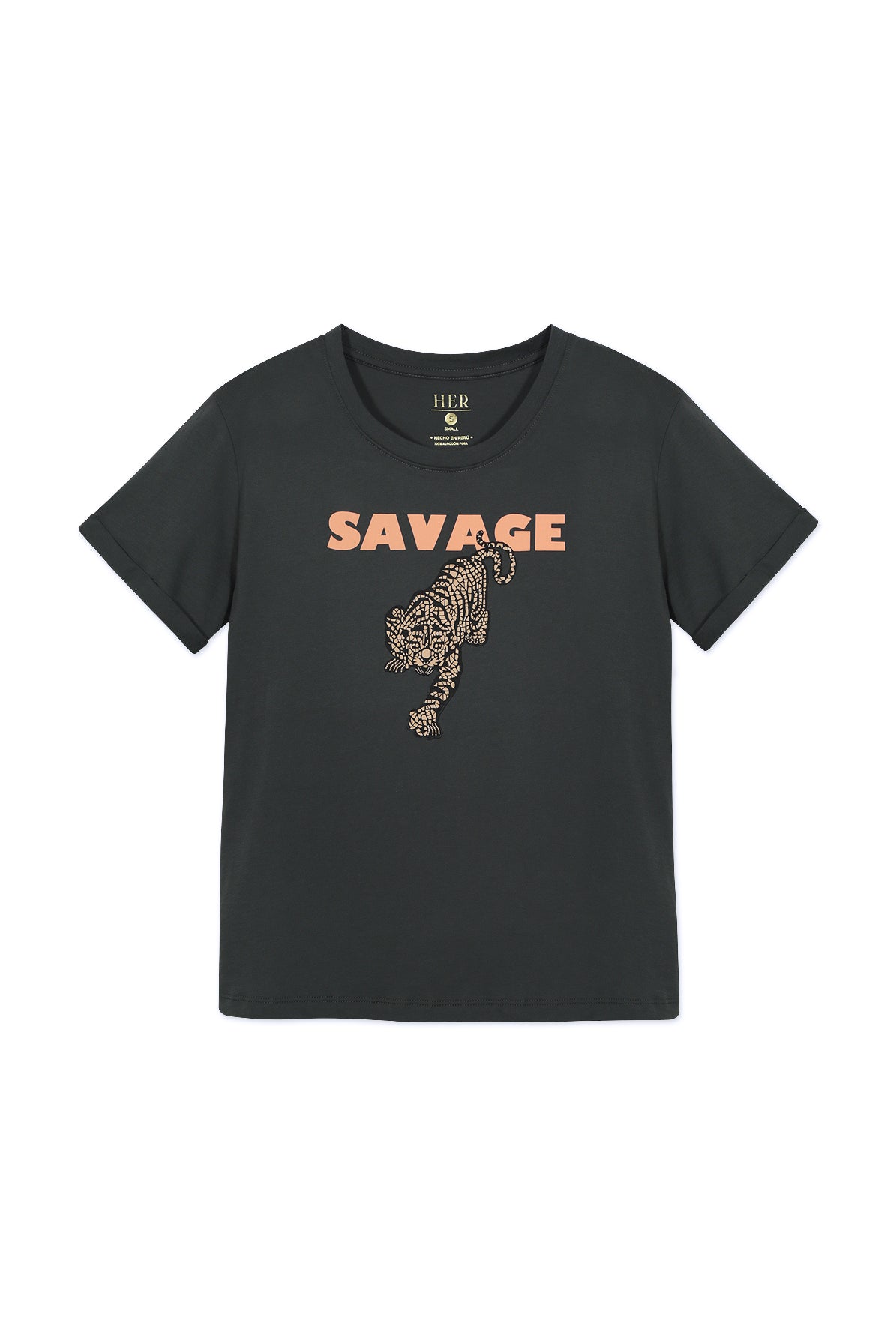 Polera 100% algodón pima, Savage charcoal