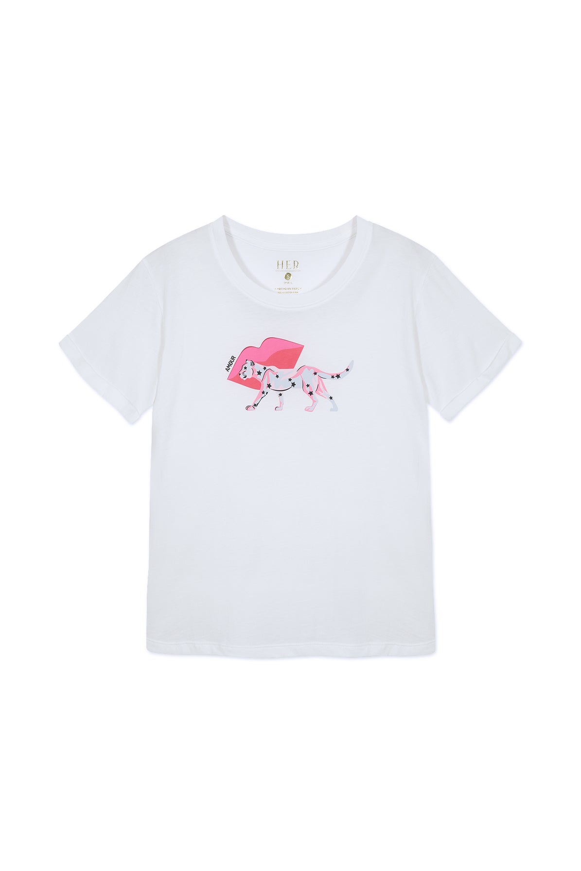 Polera 100% algodón pima, Kiss Blanca