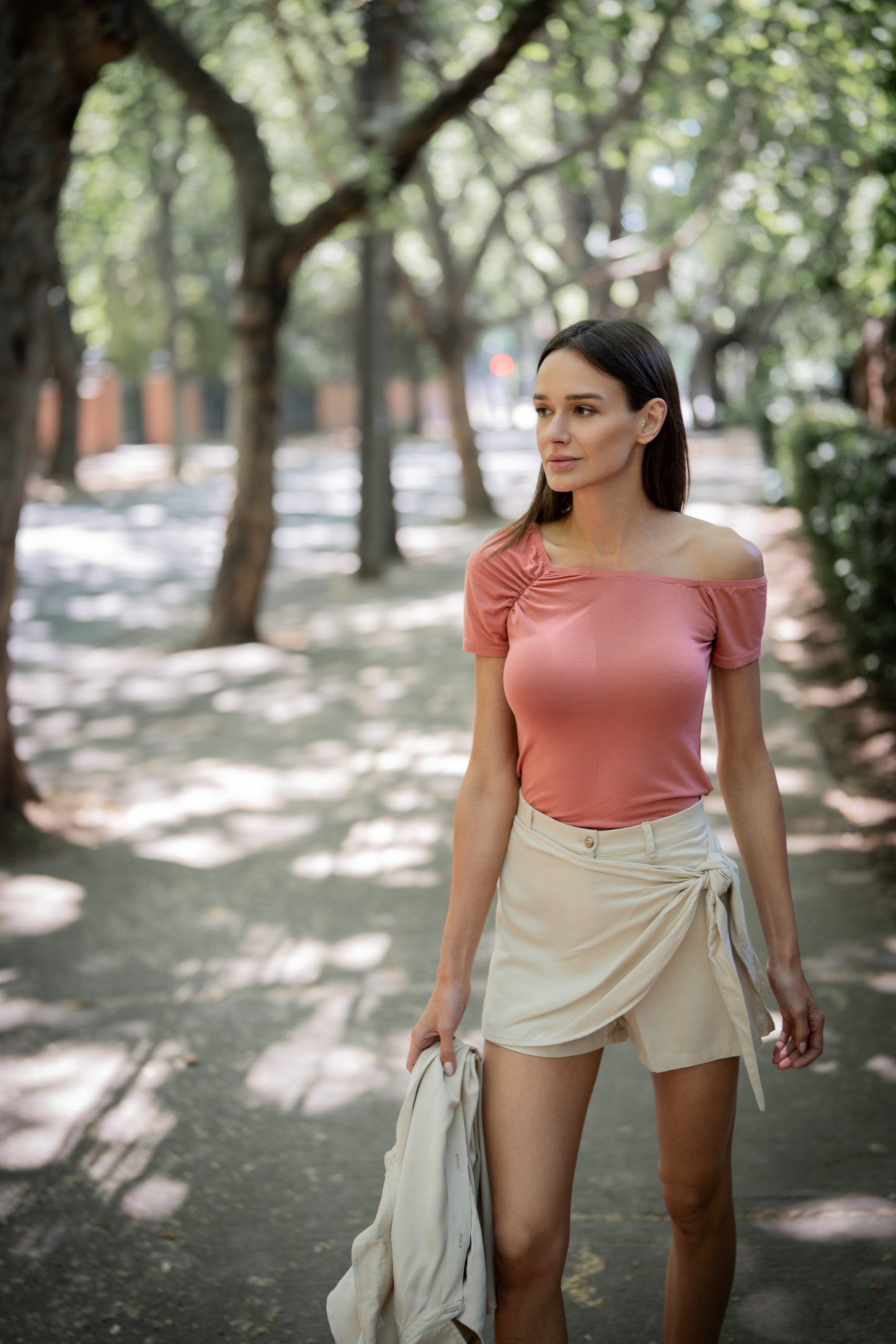 Top asimétrico Sienna rosa