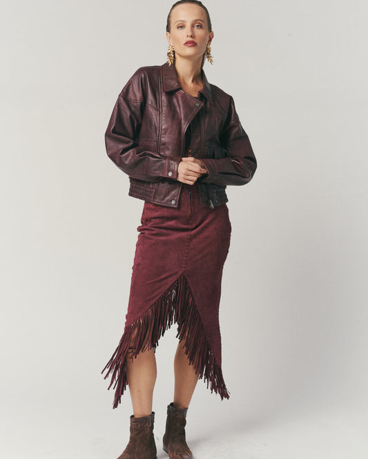 Bomber Cuero Burdeo — Fit Oversized | 100% Cuero Ovino HER