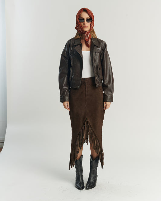 BOMBER DE CUERO CHOCOLATE