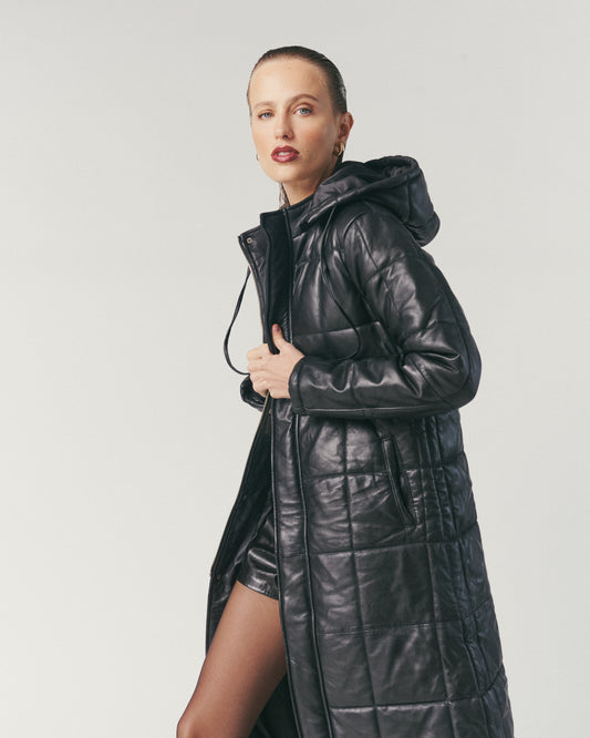 Chaqueta Puffa Majesty Negra 100% Cuero de oveja