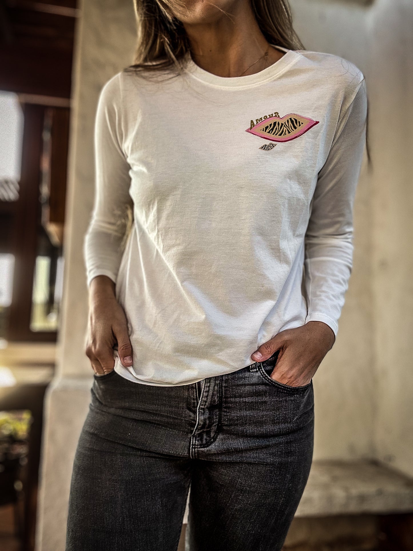 Polera manga larga de algodón pima