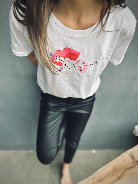 Polera 100% algodón pima, Kiss Blanca