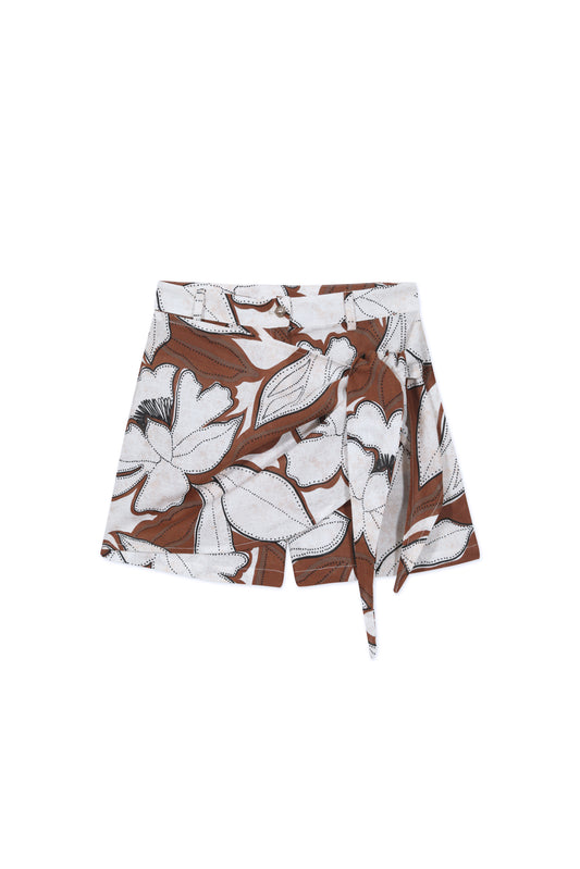 Short falda estampado Lino Cayena