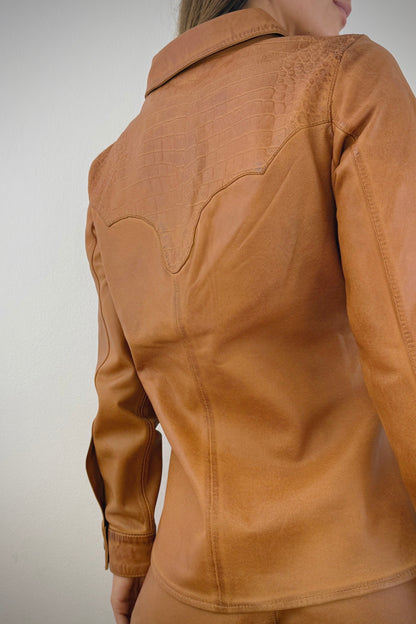 Camisa de cuero color Camel