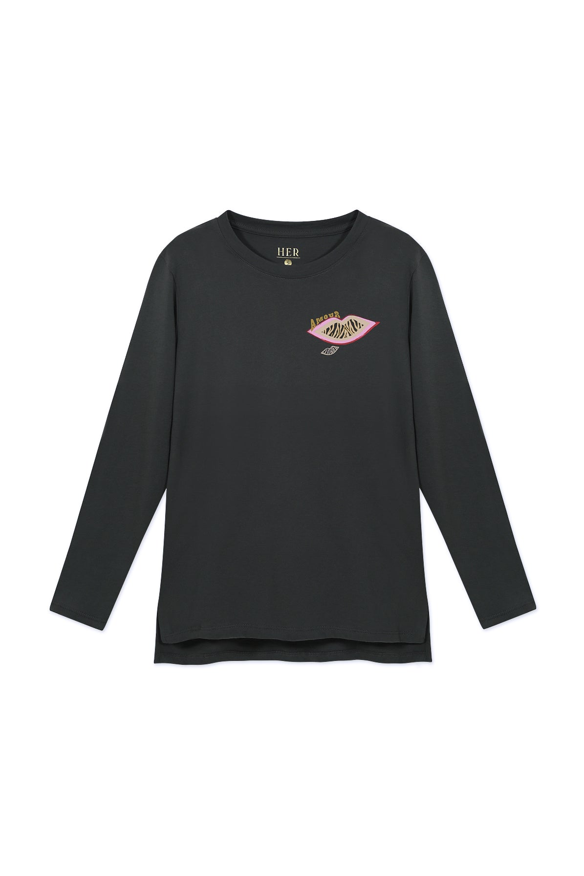 Polera manga larga de algodón pima charcoal