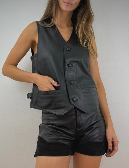 Vest de cuero Negro