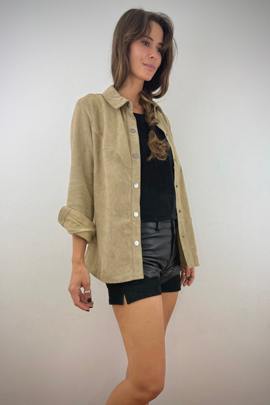 Camisa de Gamuza Taupe