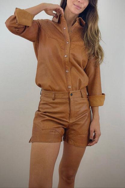 Camisa de cuero color Camel