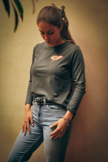 Polera manga larga de algodón pima charcoal