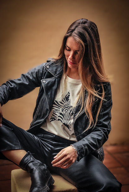 Polera zebra manga corta