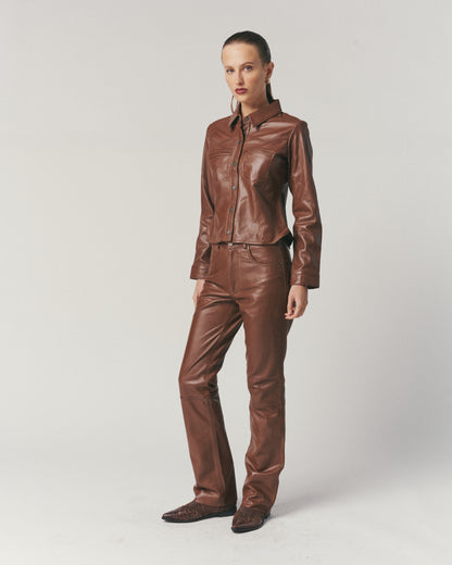 Pantalón Cuero Café Mujer | Ropa de Cuero Mujer Chile
