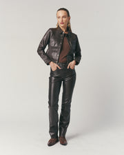 Pantalón Cuero Chocolate Mujer