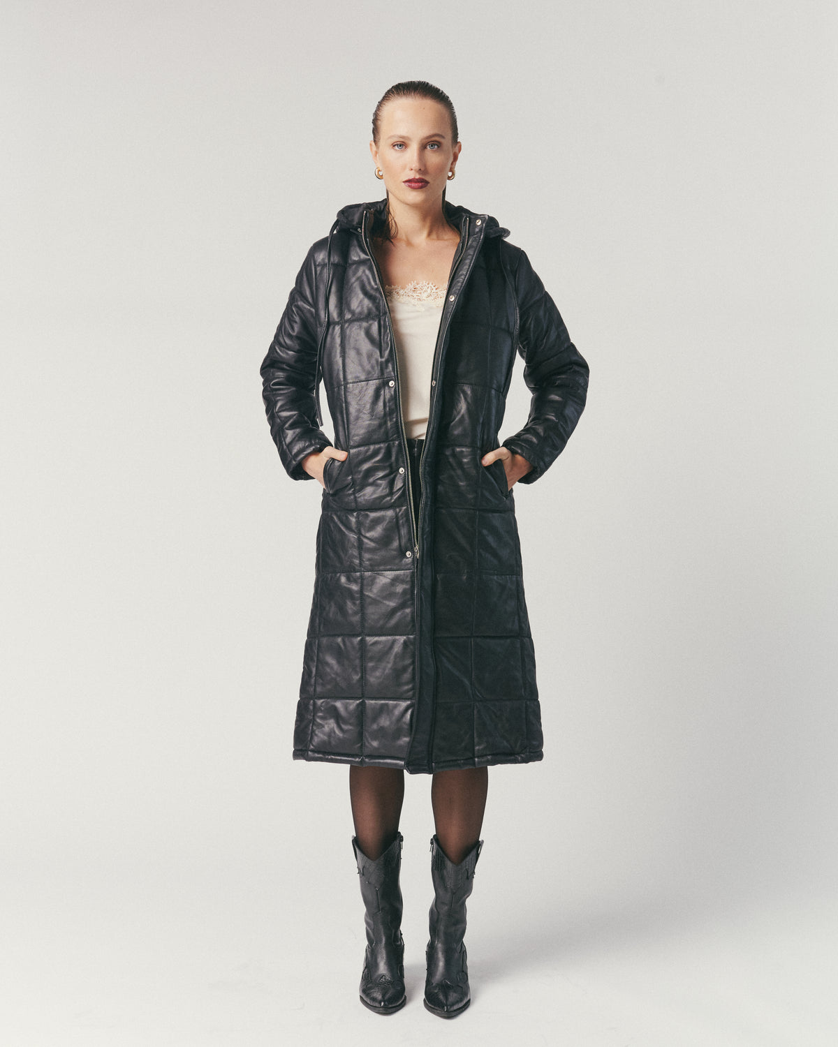 Chaqueta Puffa Majesty Negra 100% Cuero de oveja