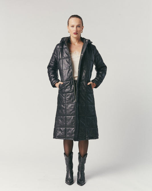 Chaqueta Puffa Majesty Negra 100% Cuero de oveja