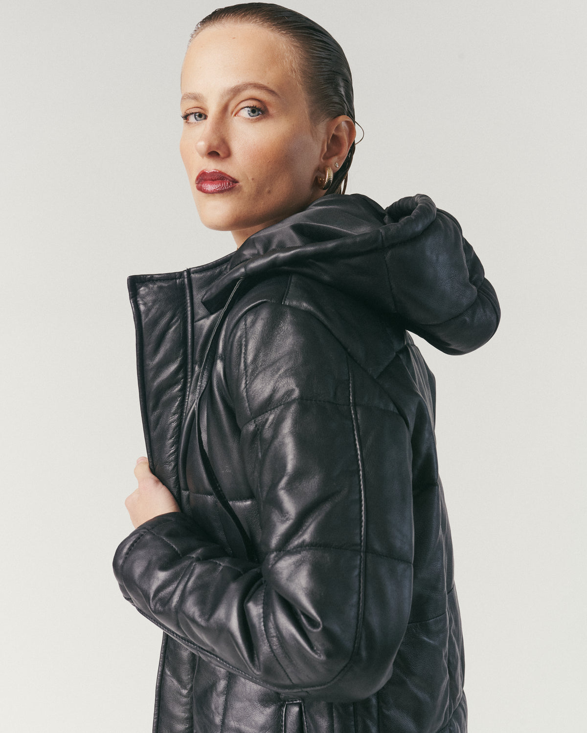 Chaqueta Puffa Majesty Negra 100% Cuero de oveja