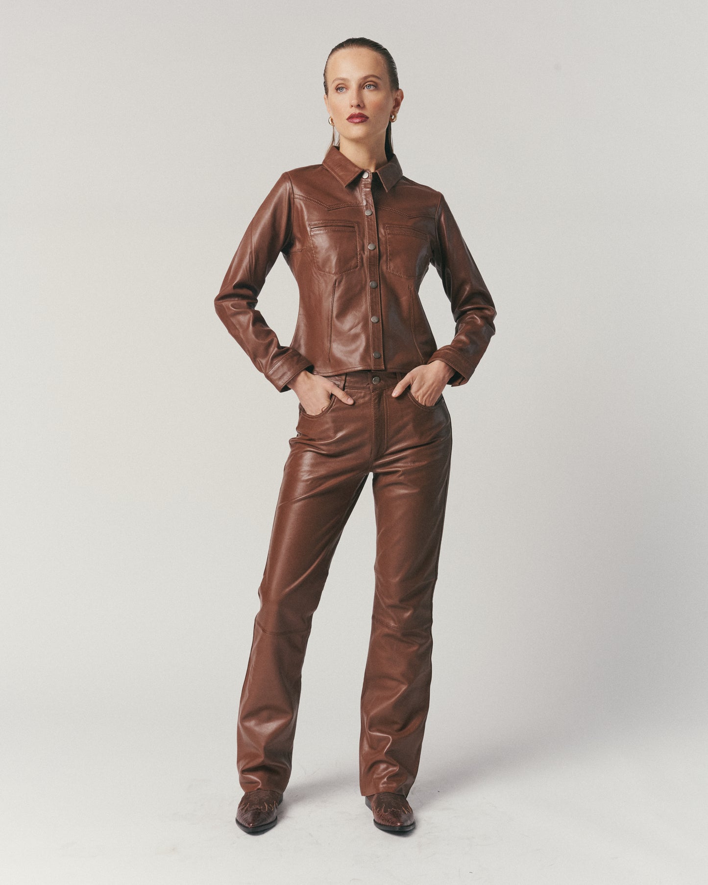 Pantalón Cuero Café Mujer | Ropa de Cuero Mujer Chile