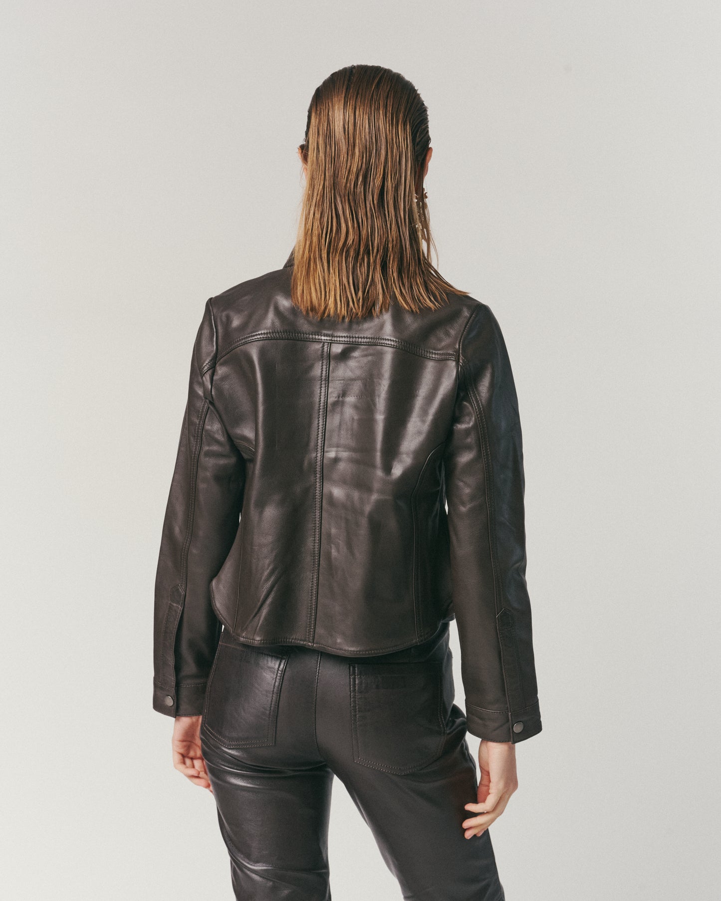 Camisa Cuero Chocolate Mujer | Ropa de Cuero Mujer Chile