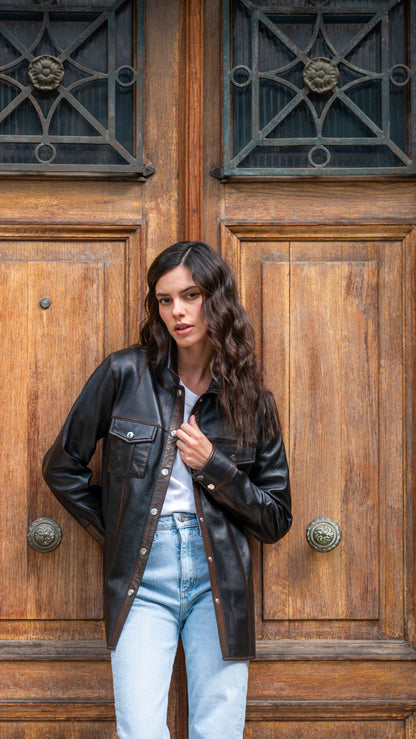 Camisa Stone 100% cuero ovino