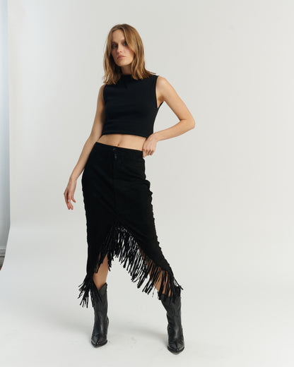 Falda Flecos Negra