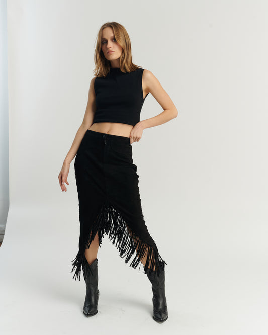 Falda Flecos Negra