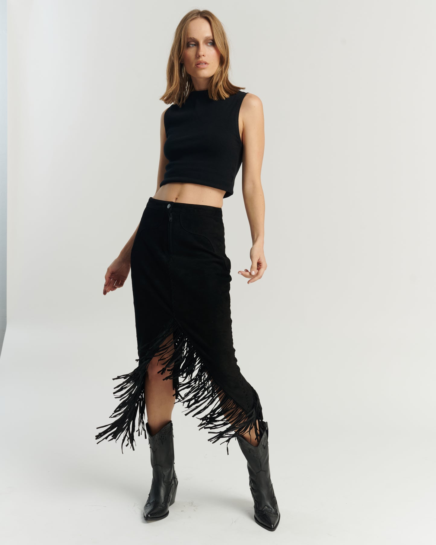 Falda Flecos Negra