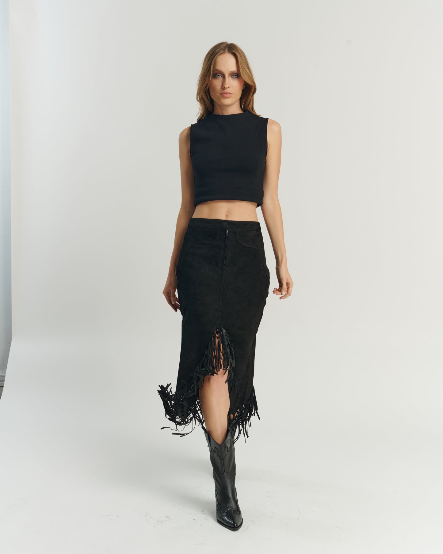 Falda Flecos Negra