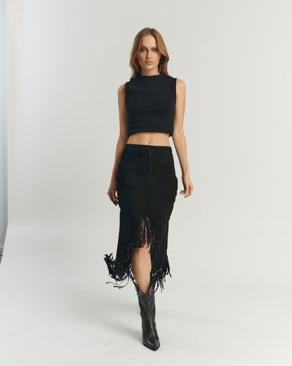 Falda Flecos Negra