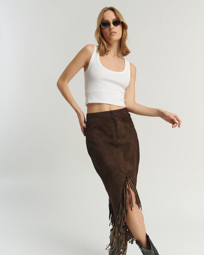 Falda Flecos Chocolate