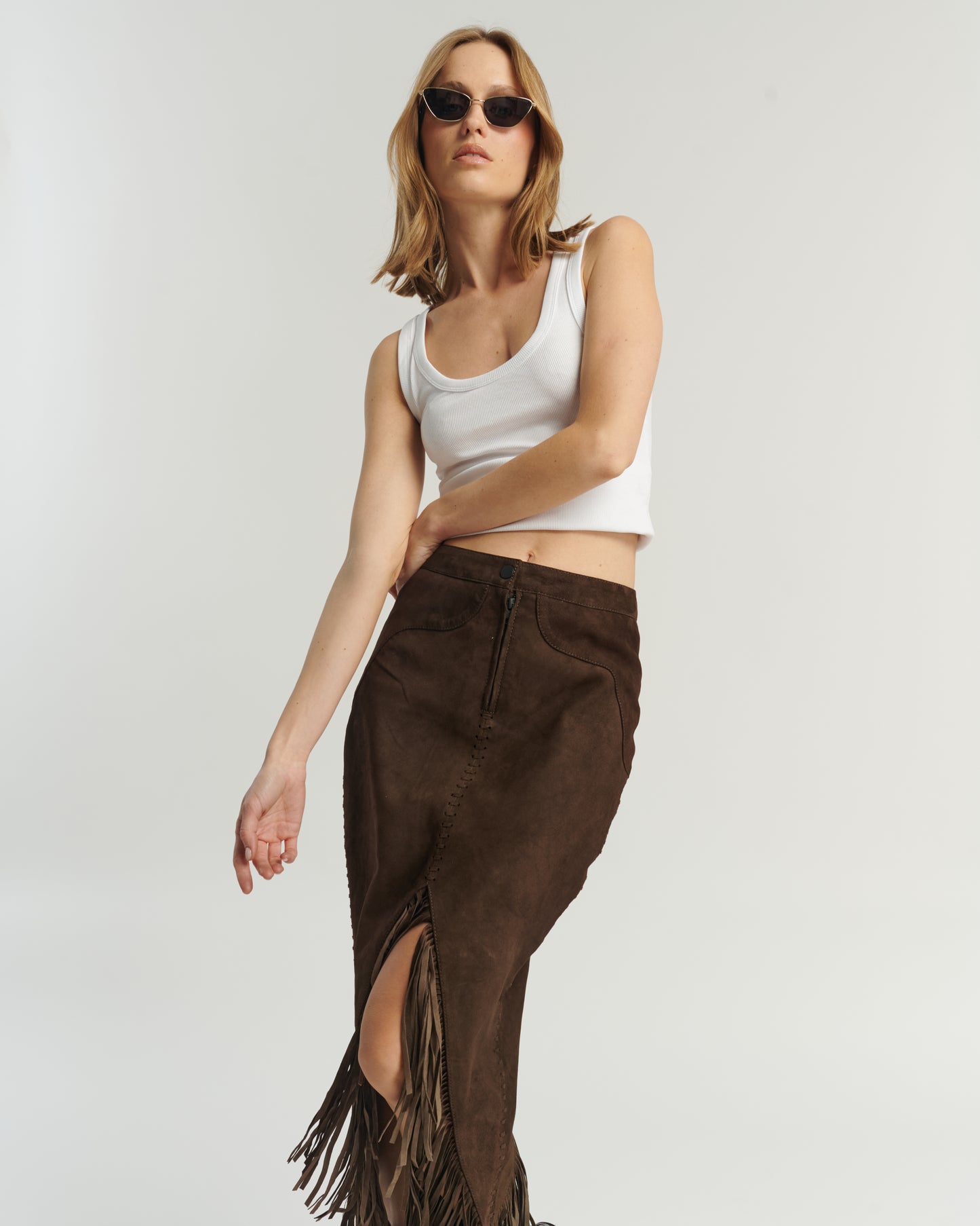 Falda Flecos Chocolate