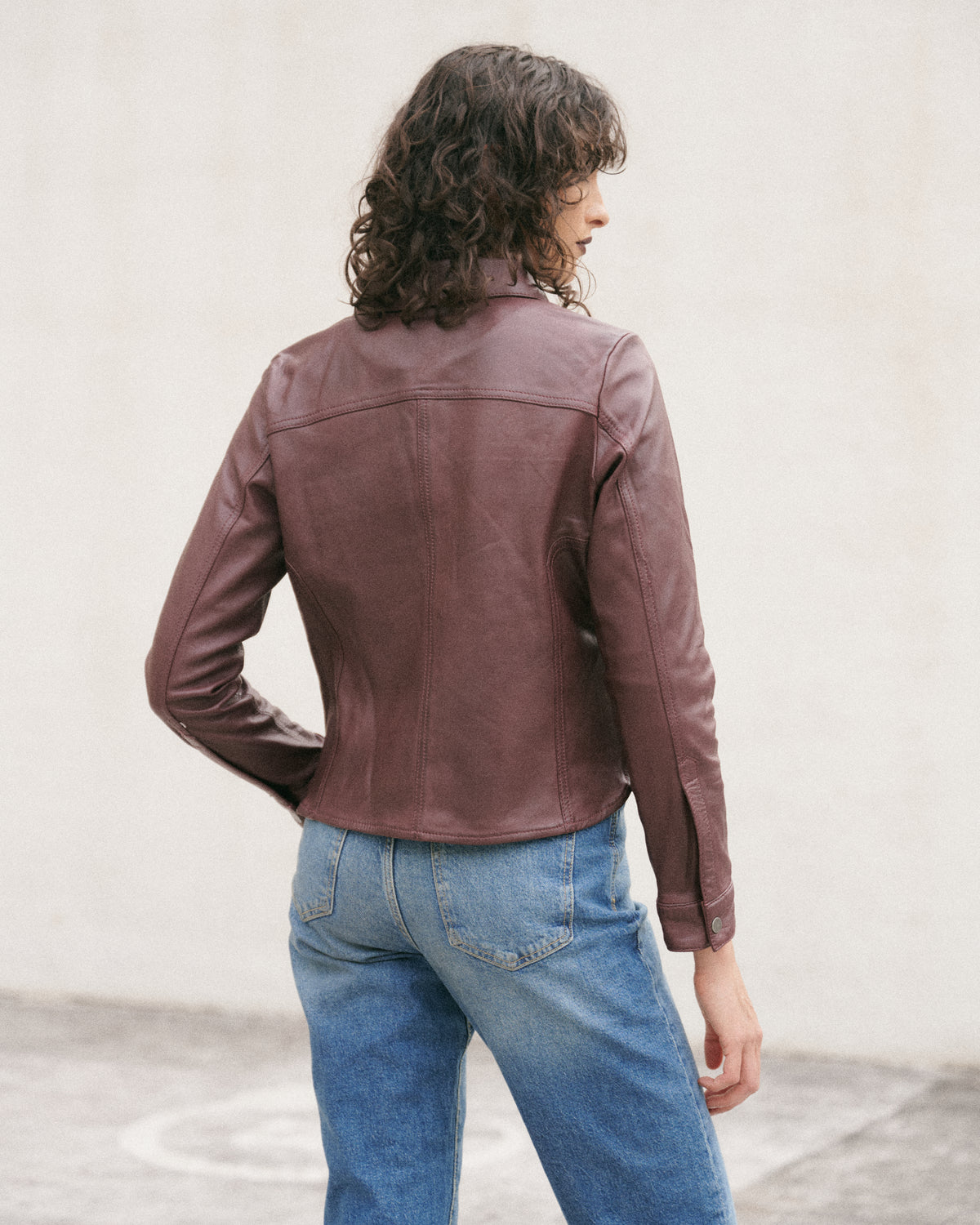 Camisa Cuero Burdeo Mujer | Ropa de Cuero Mujer Chile