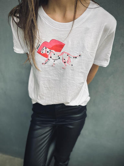 Polera 100% algodón pima, Kiss Blanca