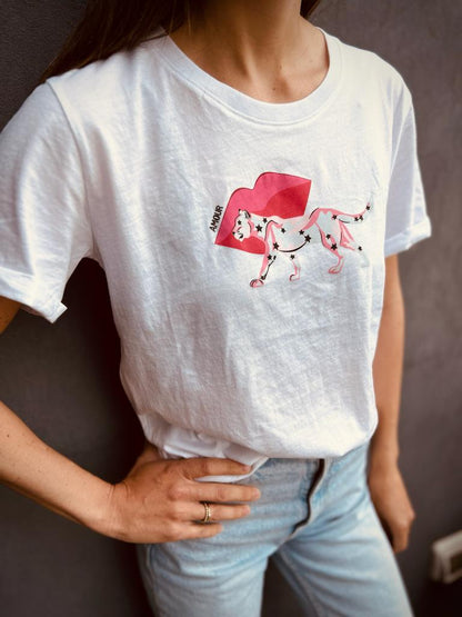 Polera 100% algodón pima, Kiss Blanca