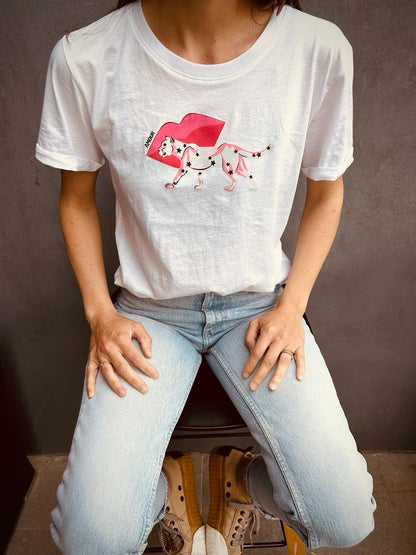 Polera 100% algodón pima, Kiss Blanca