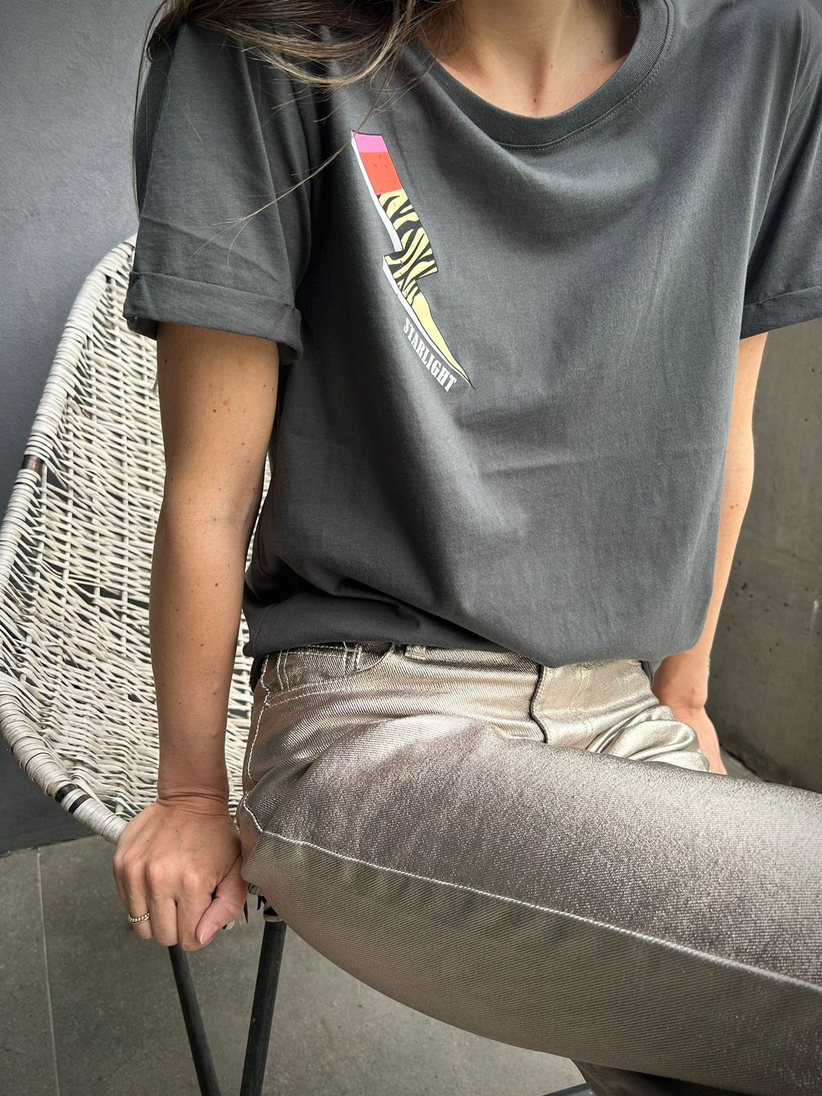 Polera 100% algodón pima, Starlight charcoal